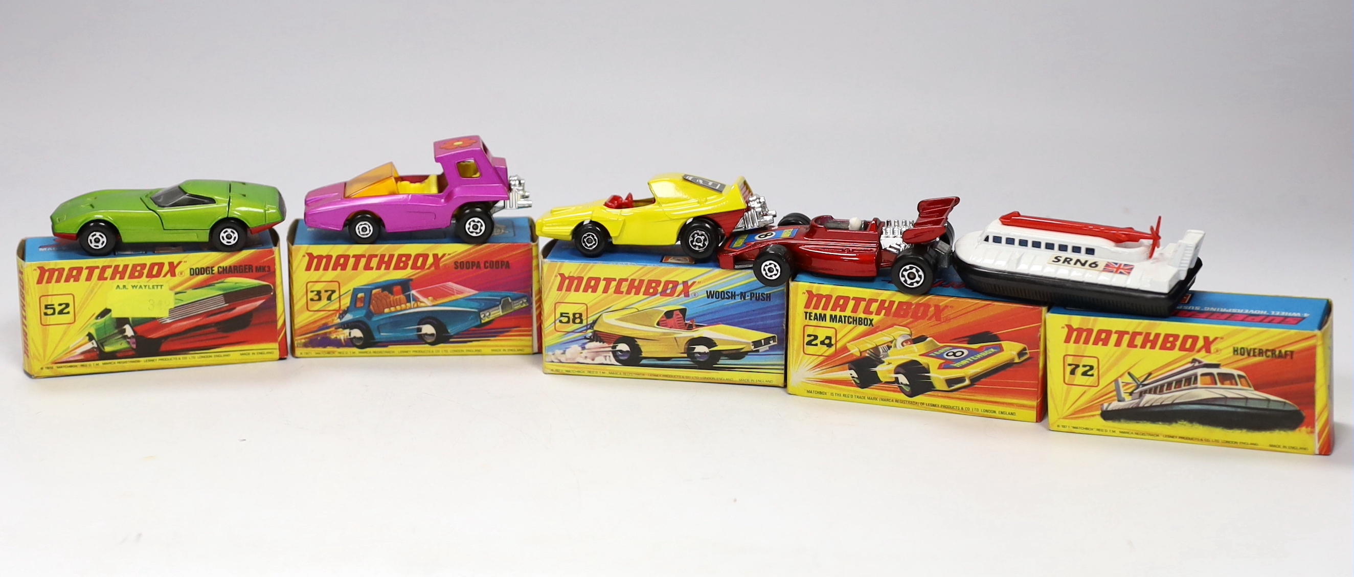 Eleven boxed Matchbox Superfast 1-75 series diecast vehicles